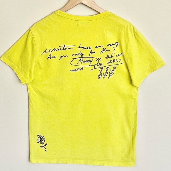 Bershka Big City Super Villain Graffiti Graphic Yellow T Shirt Adult size Medium - Picture 8 of 11